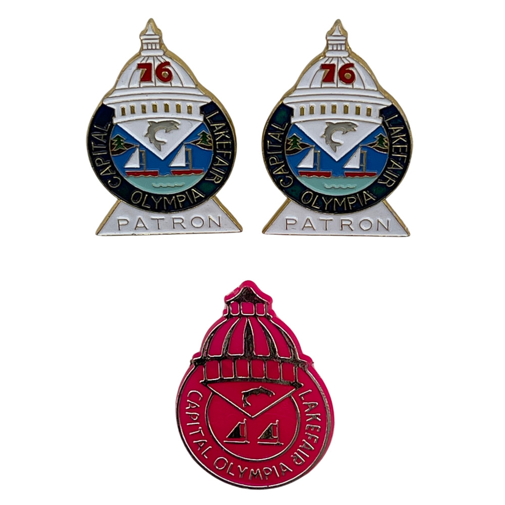 1976 Capital Lakefair Lapel Pin Olympia Washington Souvenir Enamel Pinback 3 PCS